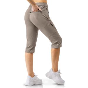 image33000ft Womens Capri Golf Pants Casual Quick Dry UPF 50 Lightweight Stretch Cargo Hiking Pants with PocketsKhakinew