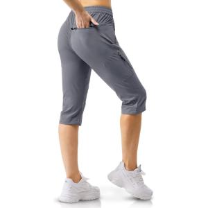 image33000ft Womens Capri Golf Pants Casual Quick Dry UPF 50 Lightweight Stretch Cargo Hiking Pants with PocketsLight Greynew