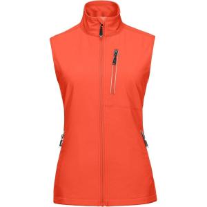 image33000ft Womens Lightweight Running Vest Outerwear with Pockets Windproof Sleeveless Jacket for Golf Hiking TravelOrange