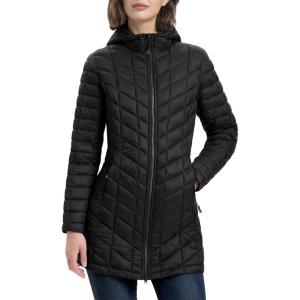 image33000ft Womens Long Puffer Jacket with Hood Lightweight Warm Puffy Quilted Winter CoatsBlack Matte