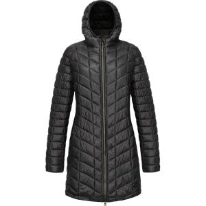 image33000ft Womens Long Puffer Jacket with Hood Lightweight Warm Puffy Quilted Winter CoatsBlack Shiny