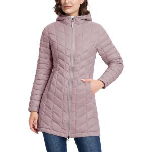 image33000ft Womens Long Puffer Jacket with Hood Lightweight Warm Puffy Quilted Winter CoatsPink