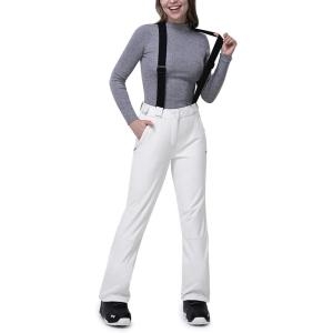 image33000ft Womens Snow Bibs Waterproof Insulated Snow Pants with Fleece Lined Windproof Ski Pants Overalls for SnowboardWhite