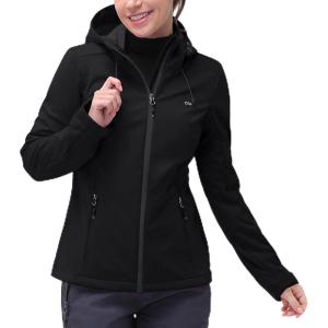 image33000ft Womens Softshell Jacket with Hood Waterproof Lightweight Windbreaker Windproof Rain Shell Jacket for Outdoor HikingBlack