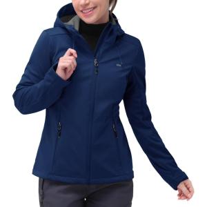 image33000ft Womens Softshell Jacket with Hood Waterproof Lightweight Windbreaker Windproof Rain Shell Jacket for Outdoor HikingBlue