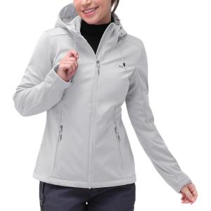 image33000ft Womens Softshell Jacket with Hood Waterproof Lightweight Windbreaker Windproof Rain Shell Jacket for Outdoor HikingIce Grey