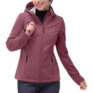 image33000ft Womens Softshell Jacket with Hood Waterproof Lightweight Windbreaker Windproof Rain Shell Jacket for Outdoor HikingPink