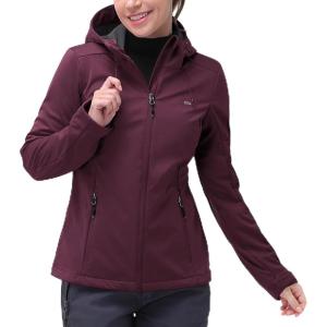 image33000ft Womens Softshell Jacket with Hood Waterproof Lightweight Windbreaker Windproof Rain Shell Jacket for Outdoor HikingWine Red