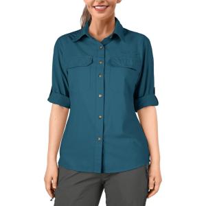 image33000ft Womens UPF 50 UV Sun Protection Shirt Cool Quick Dry Long Sleeve Outdoor Fishing Hiking Safari Travel ShirtDark Blue