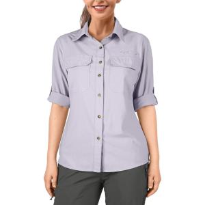 image33000ft Womens UPF 50 UV Sun Protection Shirt Cool Quick Dry Long Sleeve Outdoor Fishing Hiking Safari Travel ShirtLavender