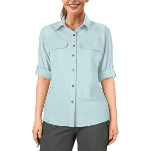 image33000ft Womens UPF 50 UV Sun Protection Shirt Cool Quick Dry Long Sleeve Outdoor Fishing Hiking Safari Travel ShirtMint Green