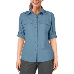 image33000ft Womens UPF 50 UV Sun Protection Shirt Cool Quick Dry Long Sleeve Outdoor Fishing Hiking Safari Travel ShirtOcean Blue