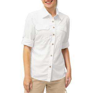 image33000ft Womens UPF 50 UV Sun Protection Shirt Cool Quick Dry Long Sleeve Outdoor Fishing Hiking Safari Travel ShirtWhite