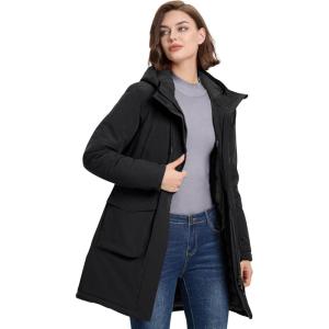 image33000ft Womens Waterproof Insulated Coats with Hood Long Thicken Warm Winter Coats Raincoat Windproof Parka Jacket SkiBlack