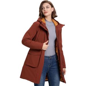 image33000ft Womens Waterproof Insulated Coats with Hood Long Thicken Warm Winter Coats Raincoat Windproof Parka Jacket SkiCherry Red
