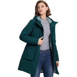 image33000ft Womens Waterproof Insulated Coats with Hood Long Thicken Warm Winter Coats Raincoat Windproof Parka Jacket SkiDark Cyan
