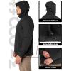 image33000ft Mens Hooded Softshell Jacket Waterproof Lightweight Insulated Windbreaker Fleece Lined Rain Shell JacketBlack