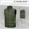 image33000ft Mens Lightweight Packable Insulated Puffer Vest Outerwear Warm Winter Sleeveless Jacket for Golf RunningArmy Green