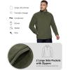 image33000ft Mens QuarterZip Polar Fleece Jacket Long Sleeve Half Zip Fleece Pullover Sweaters Thermal Golf SweatshirtOlive