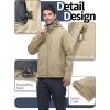 image33000ft Mens Softshell Jacket with Hood Fleece Lined Windbreaker Lightweight Waterproof Jackets for HikingLight Khaki
