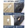 image33000ft Mens Softshell Jacket with Hood Fleece Lined Windbreaker Lightweight Waterproof Jackets for HikingLight Khaki