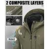 image33000ft Mens Softshell Jacket with Hood Waterproof Windbreaker Lightweight Rain Shell Jacket for Outdoor Hiking TravelOlive