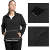 image33000ft Womens Lightweight Long Sleeve Fleece Pullover Jacket Quarter Zip Top Warm Polar Sweatshirt with Zipper PocketsBlack