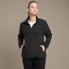 image33000ft Womens Lightweight Long Sleeve Fleece Pullover Jacket Quarter Zip Top Warm Polar Sweatshirt with Zipper PocketsBlack