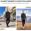 image33000ft Womens Lightweight Long Sleeve Fleece Pullover Jacket Quarter Zip Top Warm Polar Sweatshirt with Zipper PocketsBlack