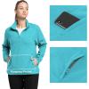 image33000ft Womens Lightweight Long Sleeve Fleece Pullover Jacket Quarter Zip Top Warm Polar Sweatshirt with Zipper PocketsBlue
