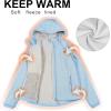 image33000ft Womens Softshell Jacket Fleece Lined Warm Jacket Light Hooded Windproof Coat for Outdoor HikingLight Blue