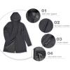 image33000ft Womens Softshell Long Jacket with Hood Fleece Lined Windproof Warm up Waterproof WindbreakerDarkgrey Melange