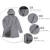 image33000ft Womens Softshell Long Jacket with Hood Fleece Lined Windproof Warm up Waterproof WindbreakerGrey Melange