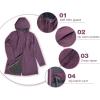 image33000ft Womens Softshell Long Jacket with Hood Fleece Lined Windproof Warm up Waterproof WindbreakerPurple Melange