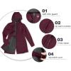 image33000ft Womens Softshell Long Jacket with Hood Fleece Lined Windproof Warm up Waterproof WindbreakerRed Wine