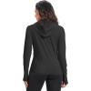 image33000ft Womens UPF 50 Sun Protection Jacket Lightweight Hoodie Zip Long Sleeve Athletic Shirt for Hiking RunningDark Black