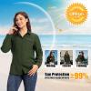 image33000ft Womens UPF 50 UV Long Sleeve Sun Protection Safari Shirts Quick Dry Outdoor Fishing Hiking Travel ShirtArmy Green