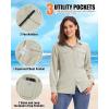 image33000ft Womens UPF 50 UV Long Sleeve Sun Protection Safari Shirts Quick Dry Outdoor Fishing Hiking Travel ShirtKhaki