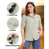 image33000ft Womens UPF 50 UV Long Sleeve Sun Protection Safari Shirts Quick Dry Outdoor Fishing Hiking Travel ShirtKhaki