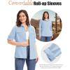 image33000ft Womens UPF 50 UV Long Sleeve Sun Protection Safari Shirts Quick Dry Outdoor Fishing Hiking Travel ShirtLight Blue