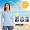 image33000ft Womens UPF 50 UV Long Sleeve Sun Protection Safari Shirts Quick Dry Outdoor Fishing Hiking Travel ShirtLight Blue