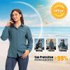 image33000ft Womens UPF 50 UV Long Sleeve Sun Protection Safari Shirts Quick Dry Outdoor Fishing Hiking Travel ShirtOcean Blue
