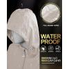 image33000ft Womens Waterproof Long Rain Coats Packable Rain Jacket with Hood Trench Coats WindbreakerBeige