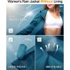 image33000ft Womens Waterproof Long Rain Coats Packable Rain Jacket with Hood Trench Coats WindbreakerMoroccan Blue