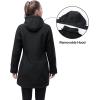 image33000ft Womens Waterproof Softshell Long Rain Jacket with Hood Fleece Lined Windproof WindbreakerBlack
