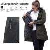 image33000ft Womens Waterproof Softshell Long Rain Jacket with Hood Fleece Lined Windproof WindbreakerDark Army Green