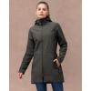 image33000ft Womens Waterproof Softshell Long Rain Jacket with Hood Fleece Lined Windproof WindbreakerDark Army Green
