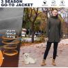 image33000ft Womens Waterproof Softshell Long Rain Jacket with Hood Fleece Lined Windproof WindbreakerDark Army Green