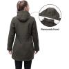image33000ft Womens Waterproof Softshell Long Rain Jacket with Hood Fleece Lined Windproof WindbreakerDark Army Green