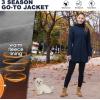 image33000ft Womens Waterproof Softshell Long Rain Jacket with Hood Fleece Lined Windproof WindbreakerDark Blue